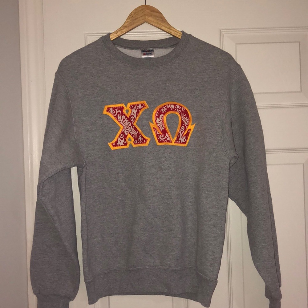 Sorority Sweatshirt Chi Omega Size Small Grey